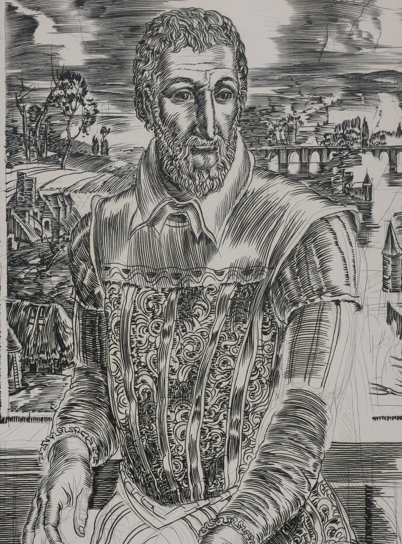 Albert DECARIS : Portrait de Ronsard, Gravure originale signée