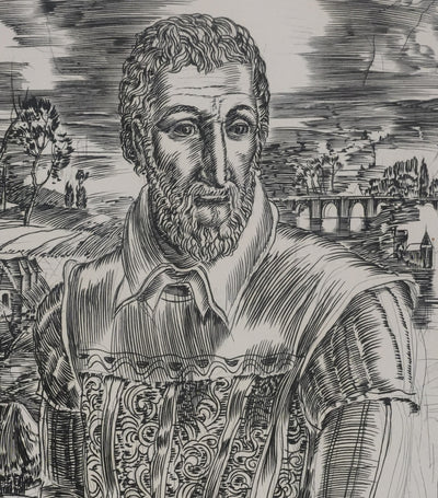 Albert DECARIS : Portrait de Ronsard, Gravure originale signée