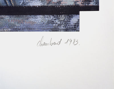 David CHAMBARD : Buste féminin et oiseaux, Lithographie originale signée