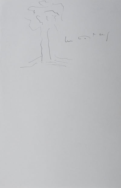 Luc ESTANG : L'arbre ombragé, Autographe et dessin original signé