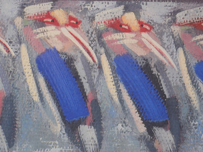 David CHAMBARD : Buste féminin et oiseaux, Lithographie originale signée