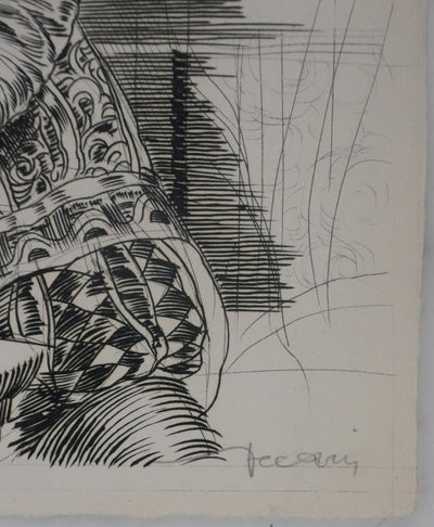 Albert DECARIS : Portrait de Ronsard, Gravure originale signée