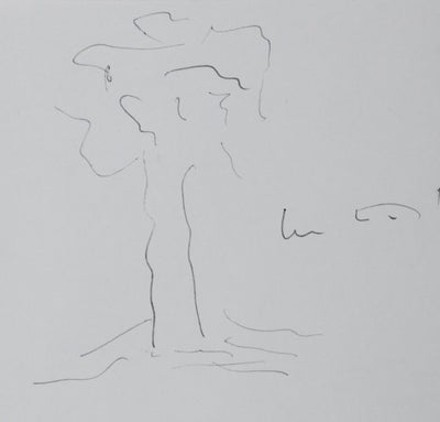 Luc ESTANG : L'arbre ombragé, Autographe et dessin original signé