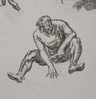 Albert DECARIS : Après la lutte, Gravure originale signée