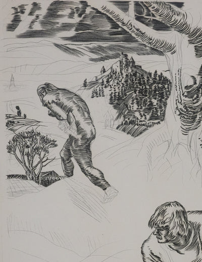 Albert DECARIS : Après la lutte, Gravure originale signée