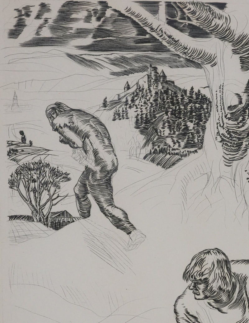 Albert DECARIS : Après la lutte, Gravure originale signée