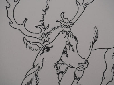 Laure DELVOLVE : La biche et le cerf, Lithographie originale signée