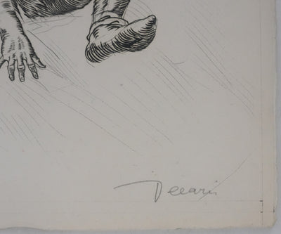 Albert DECARIS : Après la lutte, Gravure originale signée