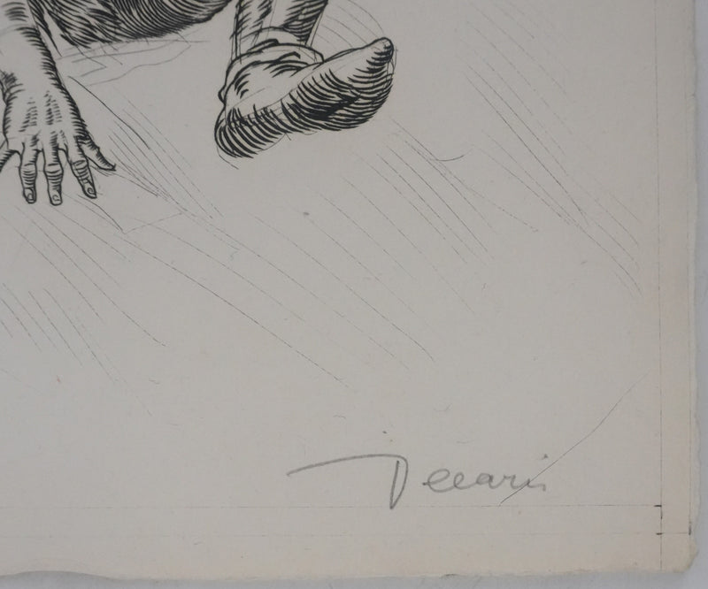 Albert DECARIS : Après la lutte, Gravure originale signée