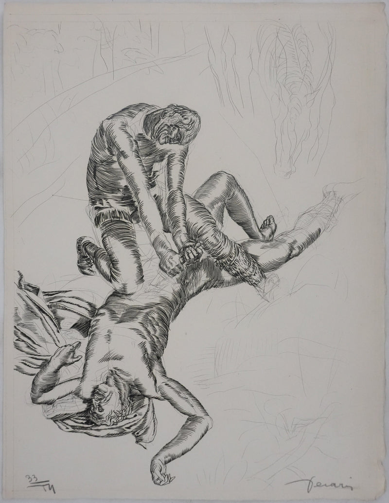 Albert DECARIS : Le meurtre, Gravure originale signée