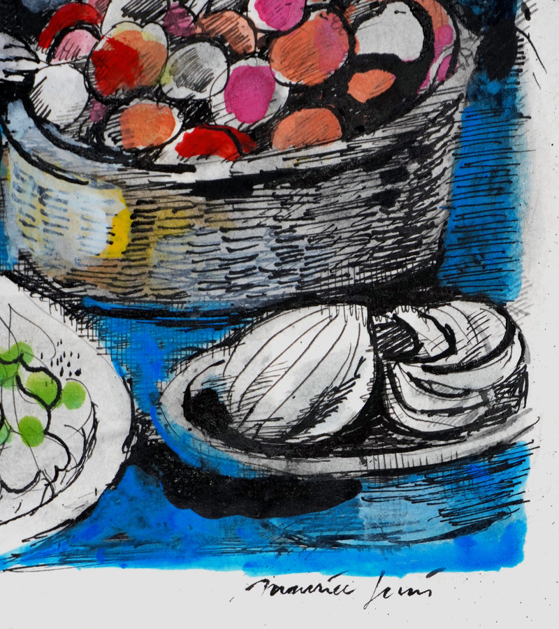 Maurice GENIS : La vendeuse de fruit, Dessin original signé