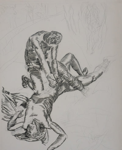 Albert DECARIS : Le meurtre, Gravure originale signée