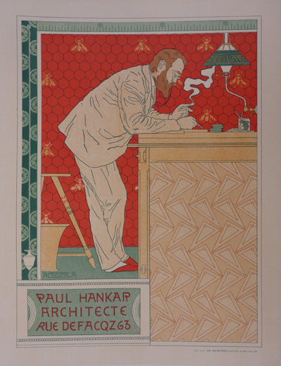 Adolphe CRESPIN : L'architecte, Lithographie originale signée