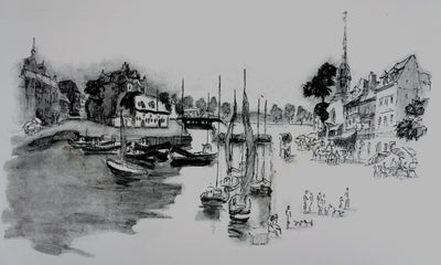Pierre BOUDET : Port de Honfleur, Lithographie originale signée