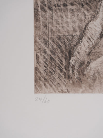 Ecole XXème : Nu en attente, Gravure originale signée