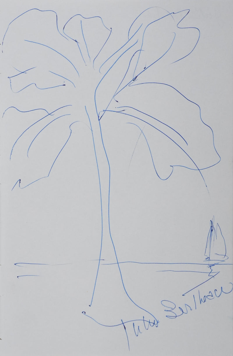 Julien BERTHEAU : L’arbre du large, Autographe et dessin original signé