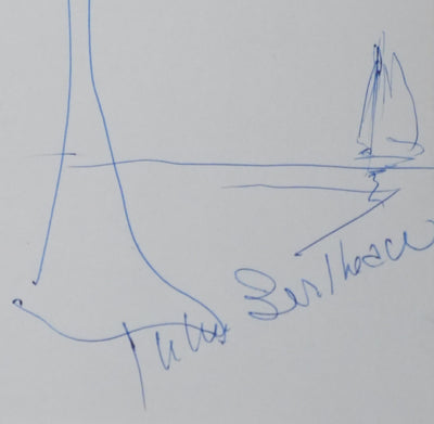 Julien BERTHEAU : L’arbre du large, Autographe et dessin original signé