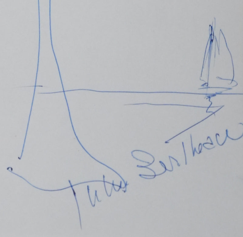 Julien BERTHEAU : L’arbre du large, Autographe et dessin original signé