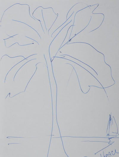 Julien BERTHEAU : L’arbre du large, Autographe et dessin original signé