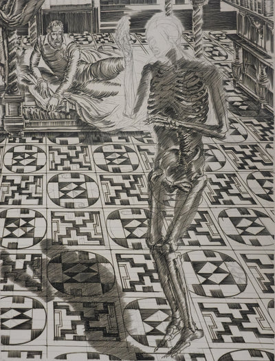 Albert DECARIS : Le squelette de la nuit, Gravure originale signée