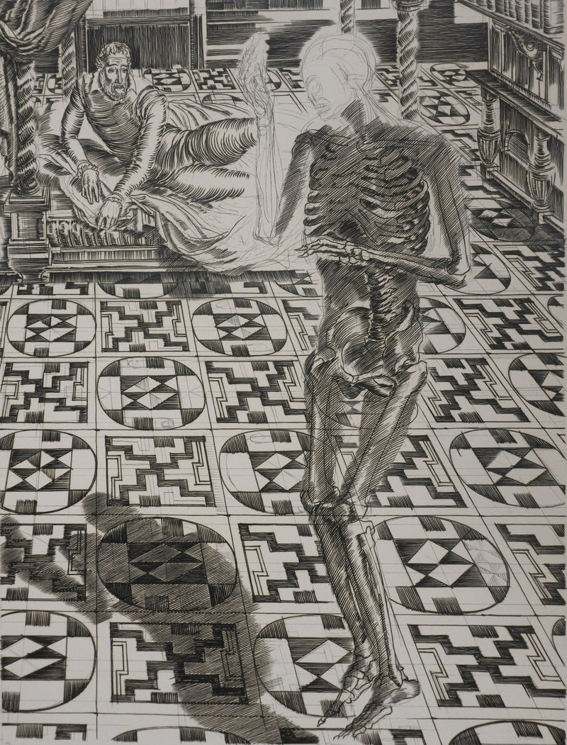 Albert DECARIS : Le squelette de la nuit, Gravure originale signée