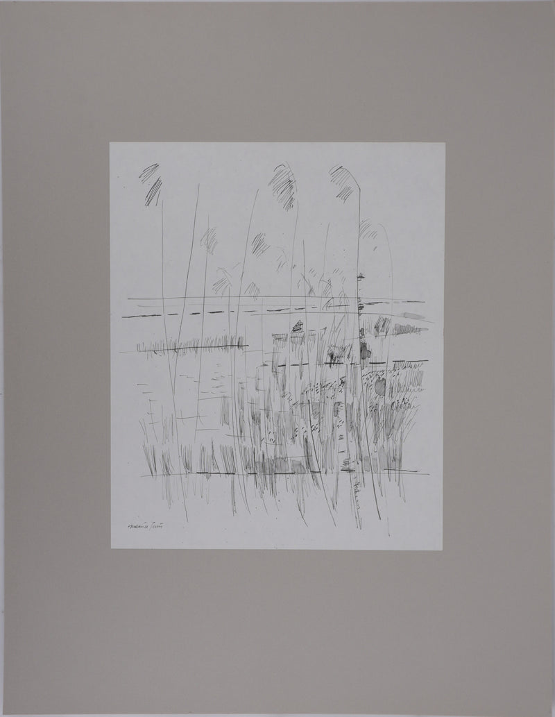 Maurice GENIS : Les roseaux, Dessin original signé