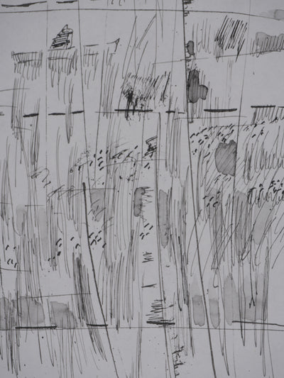 Maurice GENIS : Les roseaux, Dessin original signé