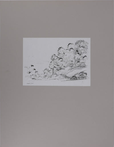 Maurice GENIS : Les arbres au bord de mer, Dessin original signé