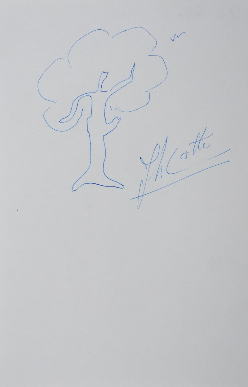 Jean Louis COTTE : Arbre poétique, Autographe et dessin original signé