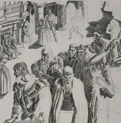 Albert DECARIS : Les hommes arrivent, Gravure originale signée