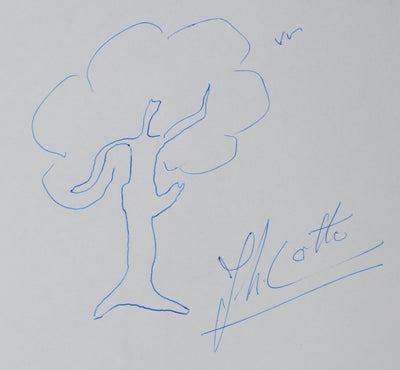 Jean Louis COTTE : Arbre poétique, Autographe et dessin original signé