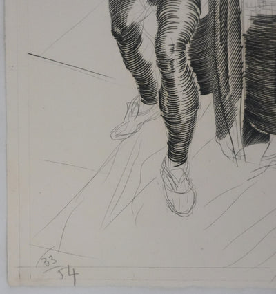 Albert DECARIS : Les hommes arrivent, Gravure originale signée