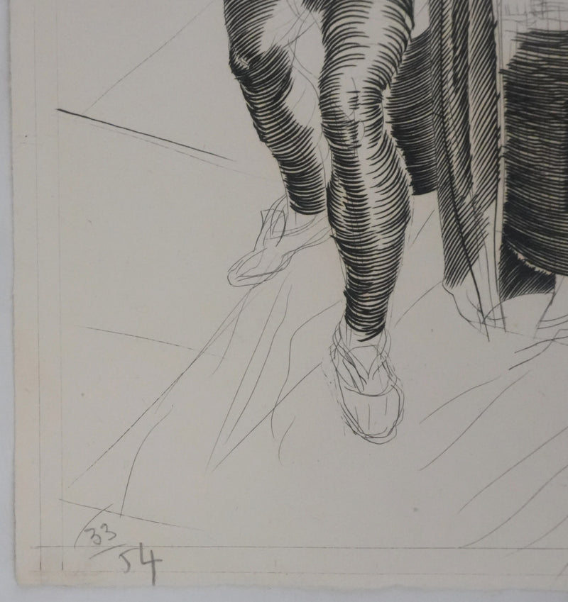 Albert DECARIS : Les hommes arrivent, Gravure originale signée