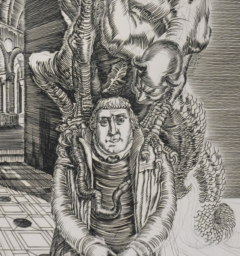 Albert DECARIS : Monstre ailé, Gravure originale signée