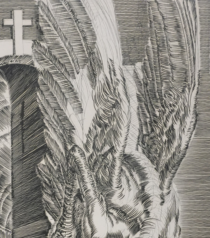 Albert DECARIS : Monstre ailé, Gravure originale signée