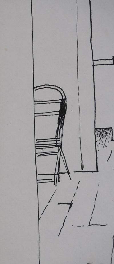 Maurice GENIS : La maison de l'artiste, Dessin original signé