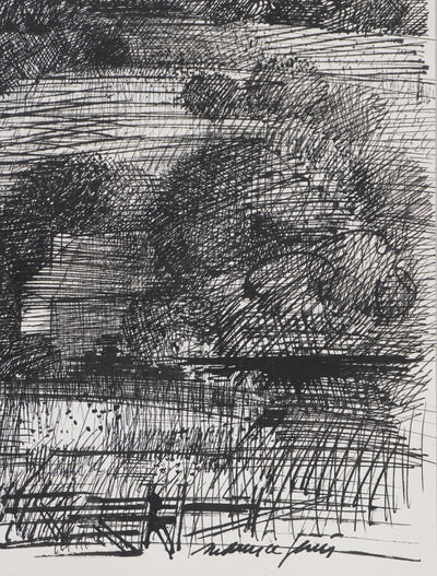 Maurice GENIS : La lisière de foret, Dessin original signé
