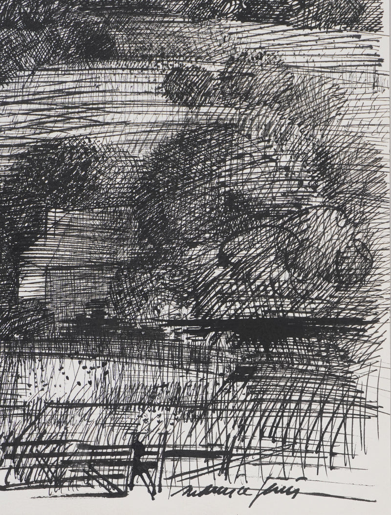 Maurice GENIS : La lisière de foret, Dessin original signé