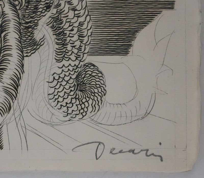 Albert DECARIS : Monstre ailé, Gravure originale signée