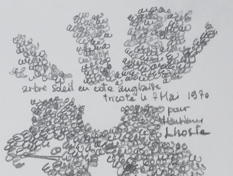Jean Olivier HERON : Arbre soleil en cote anglaise tricoté, Dessin original signé