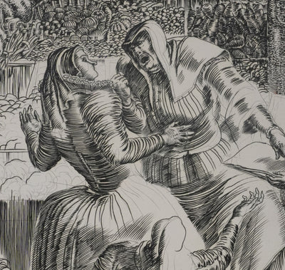 Albert DECARIS : Les marchands, Gravure originale signée