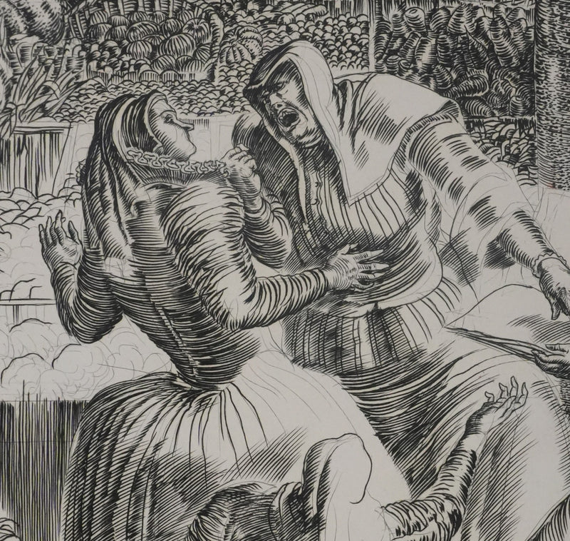 Albert DECARIS : Les marchands, Gravure originale signée