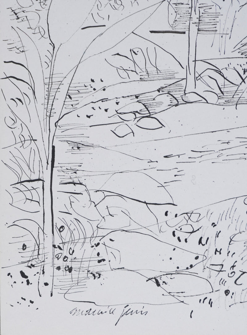 Maurice GENIS : Jardin exotique, Dessin original signé