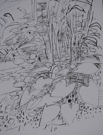 Maurice GENIS : Jardin exotique, Dessin original signé