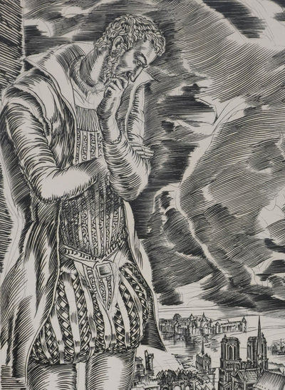 Albert DECARIS : L'homme pensif, Gravure originale signée