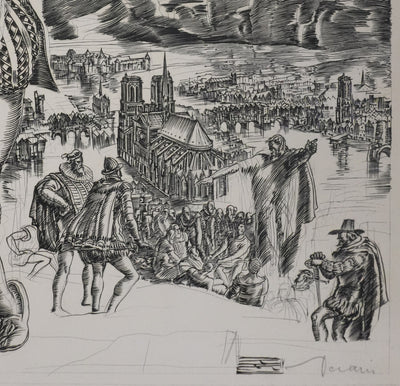 Albert DECARIS : L'homme pensif, Gravure originale signée