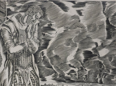 Albert DECARIS : L'homme pensif, Gravure originale signée