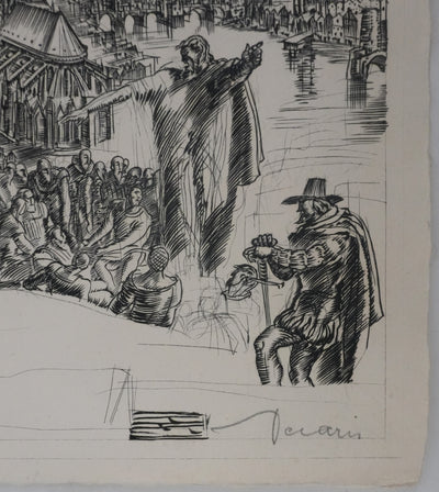 Albert DECARIS : L'homme pensif, Gravure originale signée