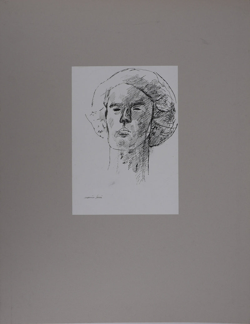 Maurice GENIS : Portrait de femme, Dessin original signé
