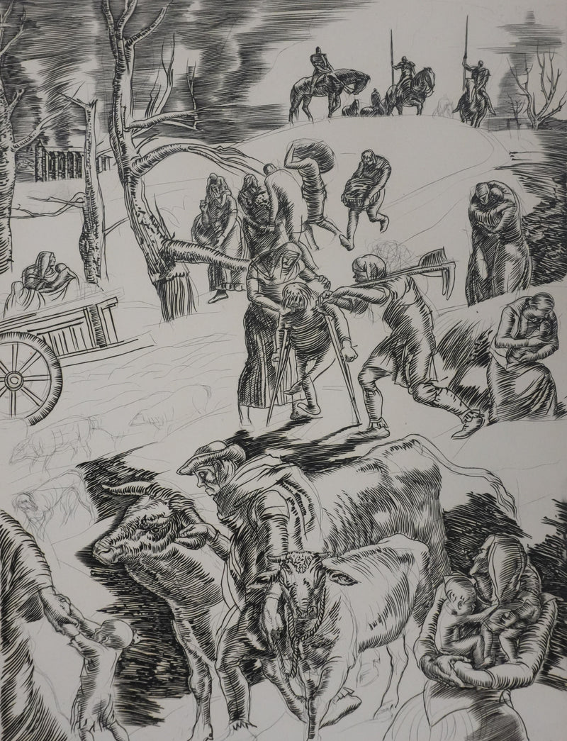 Albert DECARIS : La fuite, Gravure originale signée